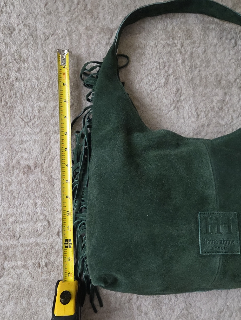Haute Hippie Dark Green Suede Hobo Bag with Fringe NWT - Picture 7 of 17